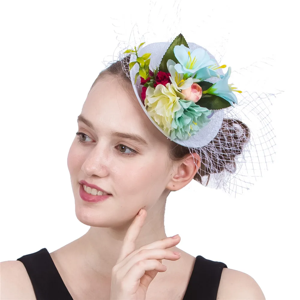 

Top Hats Cap Veils Clip Fascinator Hair Lady Mini Fabric Flower Costume Hair Band Accessories Wedding Show Party New Headwear
