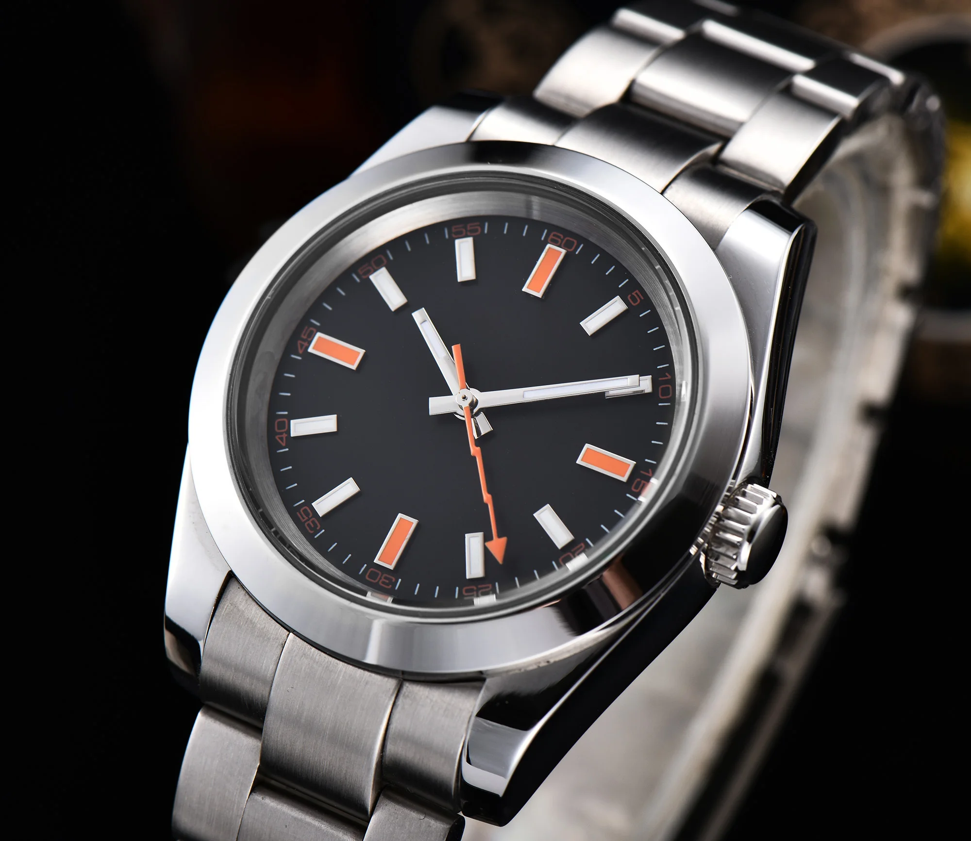 Мужские автоматические механические часы светящиеся водонепроницаемые из