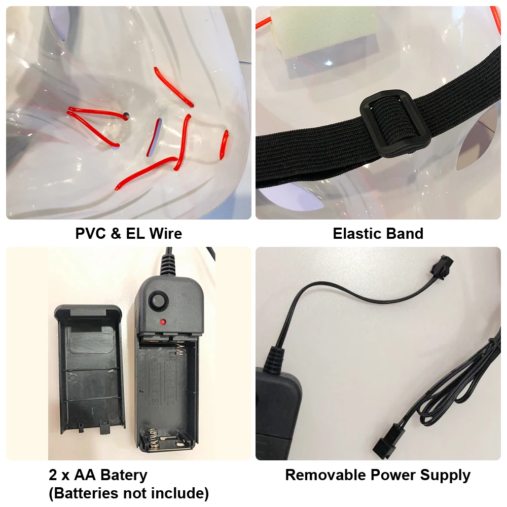 Светодиодная маска лиса на все лицо неоновая светодиодсветодиодный для