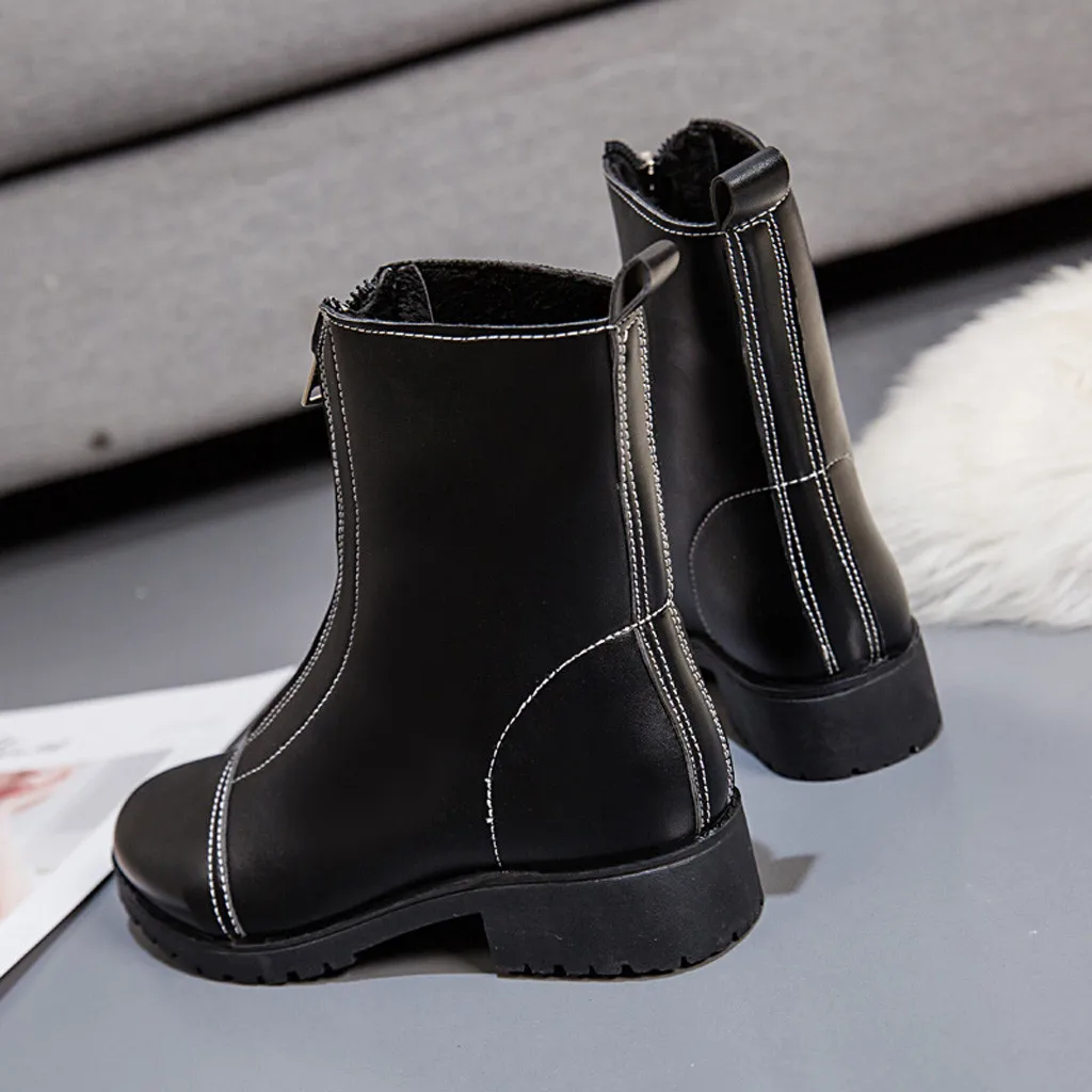 Женские ботинки в британском стиле на плоской подошве молнии платформе женская