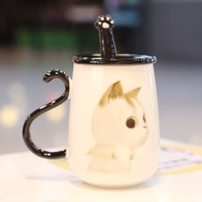 Креативная керамическая чашка парные кружки пара ложек с ложкой милая для воды