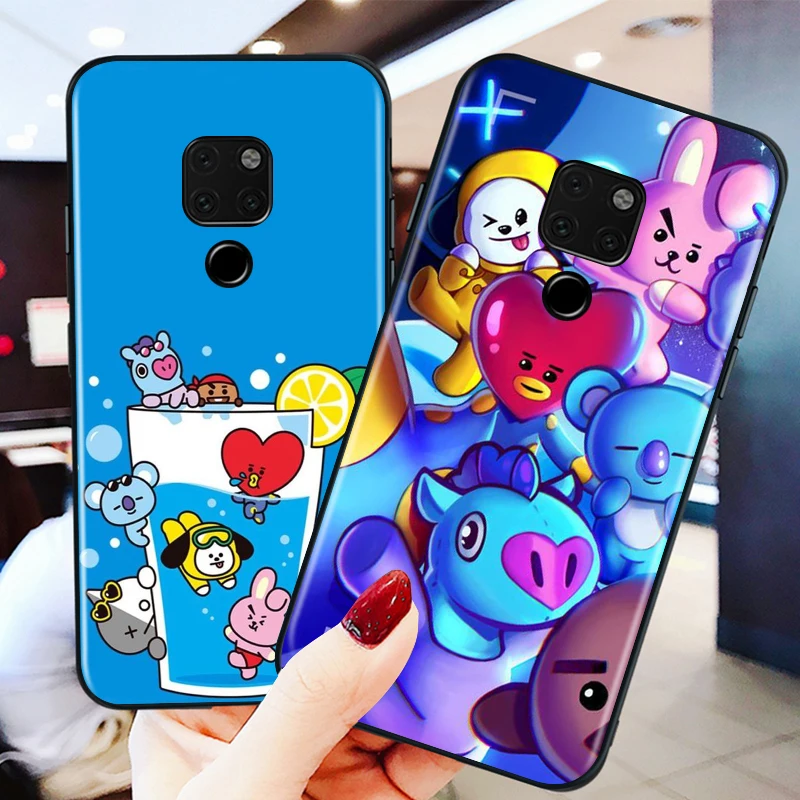 

Fashion Cartoon BT21 for Huawei Mate 40 30 20 X 10 P Smart Z S Lite Pro Plus 2021 2020 2019 2018 Black Phone Case