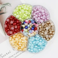 wholesale 8mm 16colors half round abs imitation pearls beads flat back scrapbook beads for diy craft phone nail diy decoration
