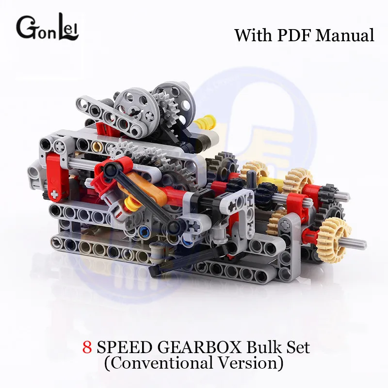 8 Speed Ver.1 MOC 4911 V42 двигатель Technic 8 скоростей последовательный редуктор привод передняя подвеска рулевого управления автомобиля шасси системы строительные блоки игрушки - Цвет: 8 Speed Ver.1