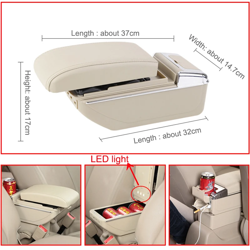Подлокотник для Honda Fit Джаз 2003 2007 зарядка через USB светодиодный светильник