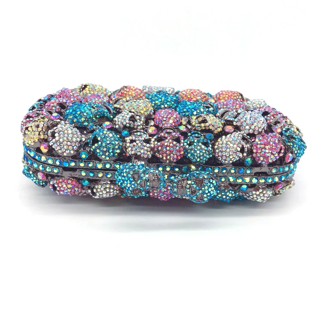 Роскошная вечерняя сумка с трехмерным красочным черепом для женщин кошелек