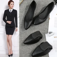 hot new style leather shoes ladies soft soled flat loafers work non slip casual shoes pointed toe working professional shoes