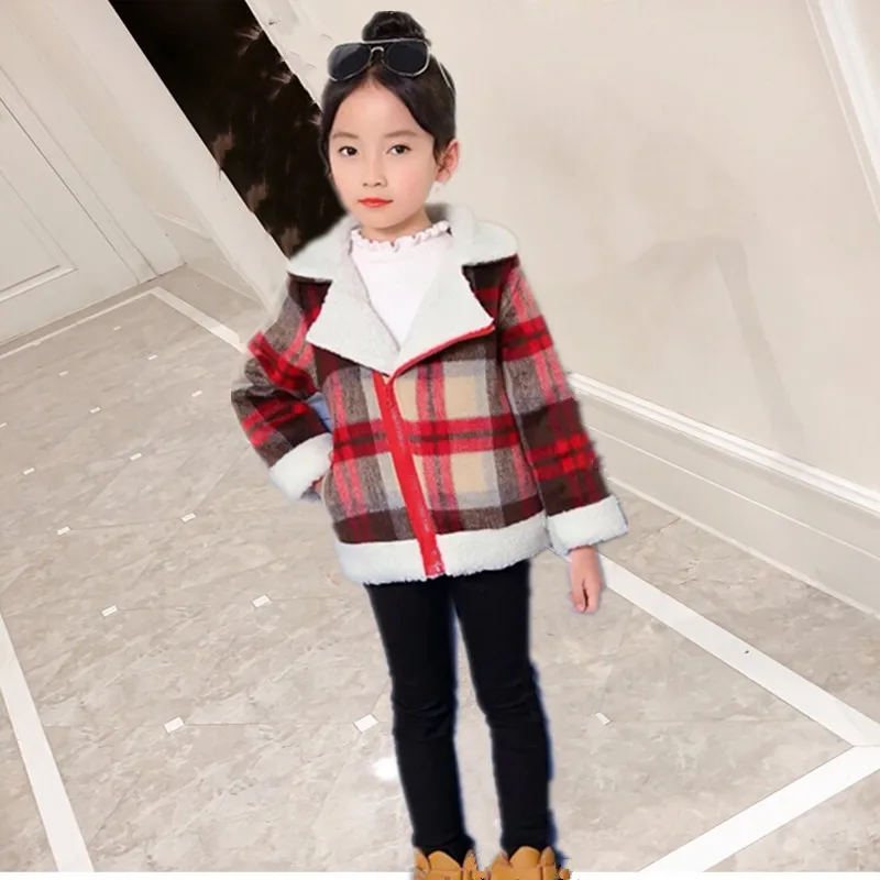 Импортные товары шерстяное пальто для девочек с узором &quotгусиная лапка&quot