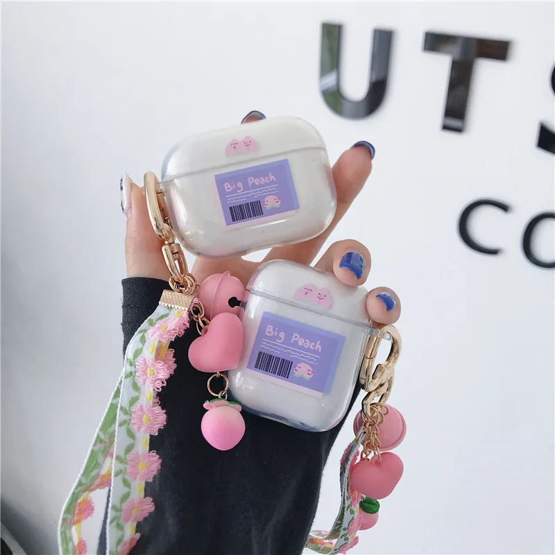 Новый прозрачный мягкий чехол из ПВХ с колокольчиком персикового цвета для Apple