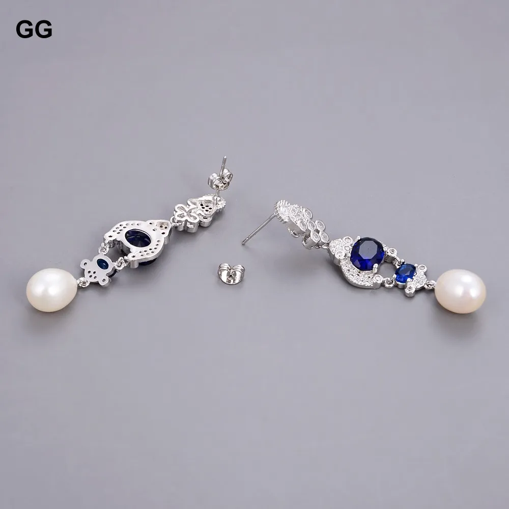 Серьги GG Jewelry с белым жемчугом 2 3 дюйма и кубическим цирконием-серебряный крючок