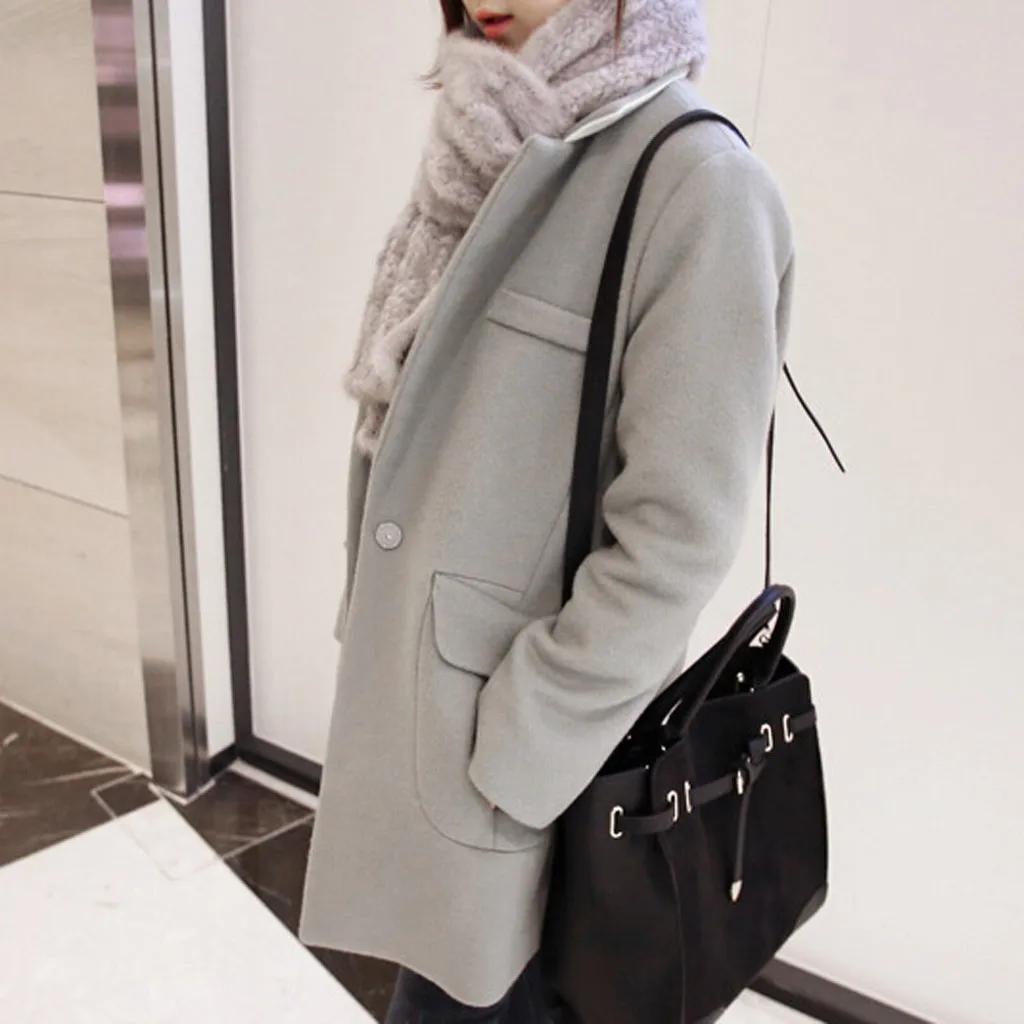 SAGACE женское Шерстяное теплое длинное пальто большого размера облегающее