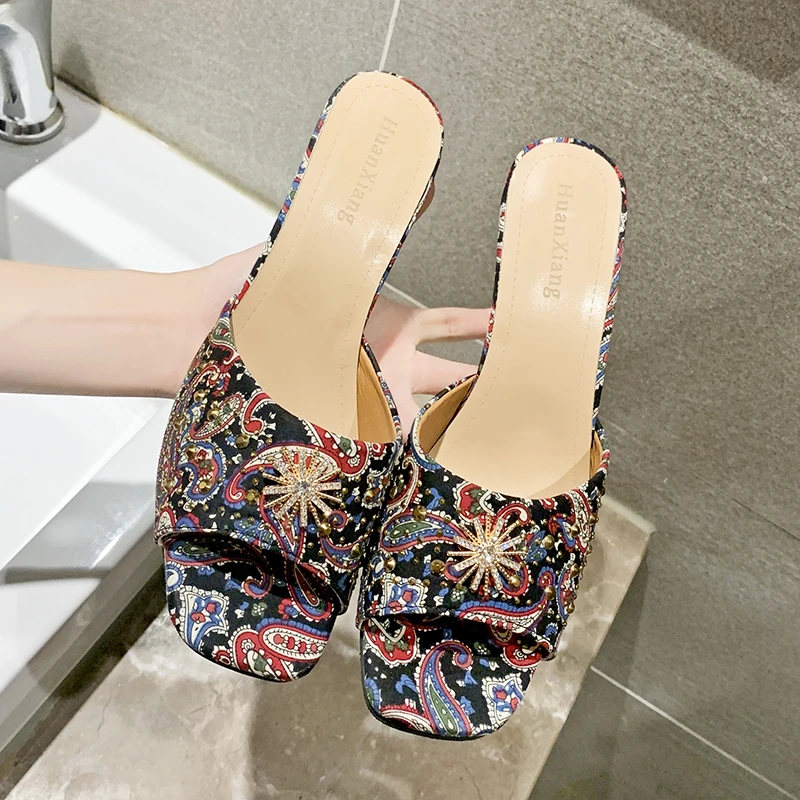 

Женские летние шлепанцы в римском ретро-стиле, сандалии на высоком каблуке, женская обувь, Тапочки, 2021