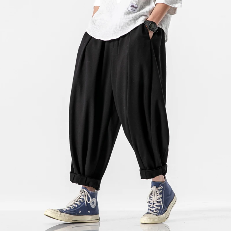 

Men Plus Size Loose Casual Wide Leg Suit Pant Male Japan Korea Streetwear Hip Hop Retro Fashion Pant Harem Trousers