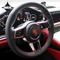 car steering wheel cover for porsche macan cayenne panamera boxster 718 911 genuine suede leather stitching customized holder
