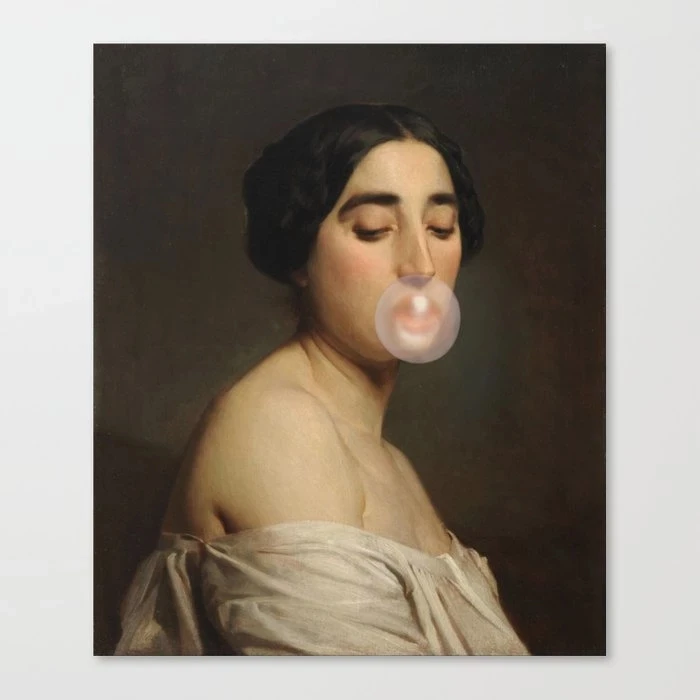 

Classical Beauty Canvas Prints Bubble Gum Painting Wall Art Poster Portrait Modular Pictures Home Decor For Living Room Frame