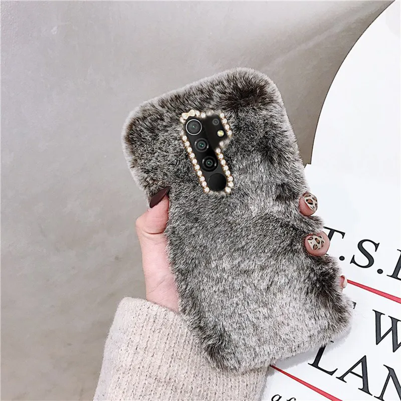 

XiaoMi RedMi 9 Case Fashion lovely Rabbit doll Keep warmSilicone Diamond Shockproof Back Cover For RedMi 9 Phone Case Cover