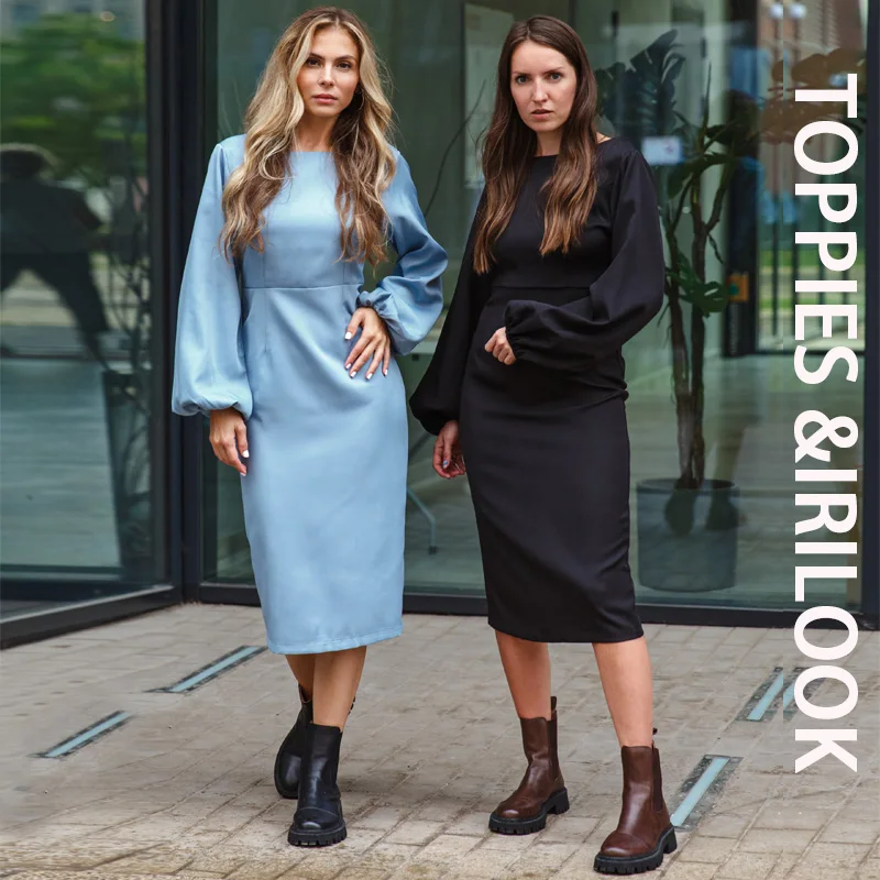 

Женское платье на молнии Toppies, однотонное повседневное вечерние с открытой спиной и длинным рукавом, 2021