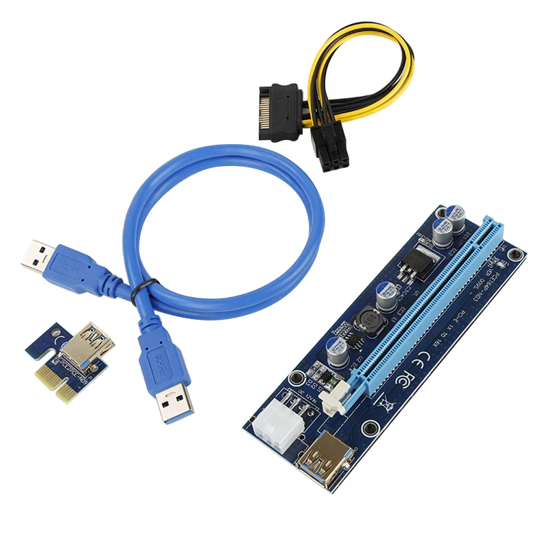 

PCI-E Riser Card 30CM 60CM 100CM USB 3.0 Cable PCI Express 1X To 16X 6Pin Power Cord Extender PCIe Adapter For GPU Miner Mining