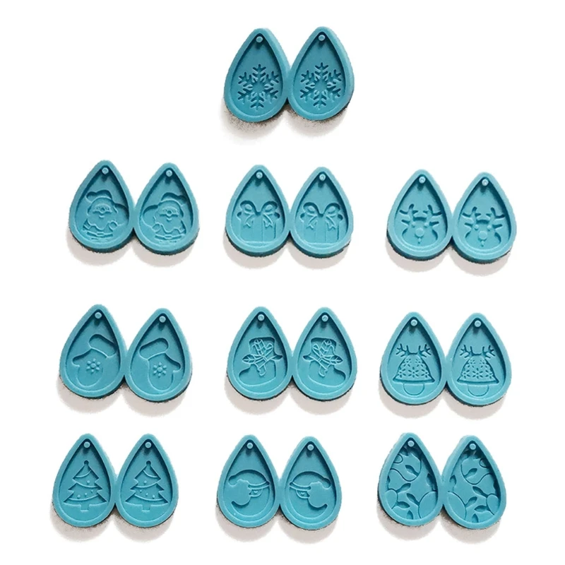 

10 Pcs Christmas Drop Earrings Epoxy Resin Mold Jewelry Pendants Silicone Mould A5KE