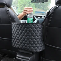 luxury leather storage bag between car seats car storage hanging bag multi function seat back storage bag in car supplies