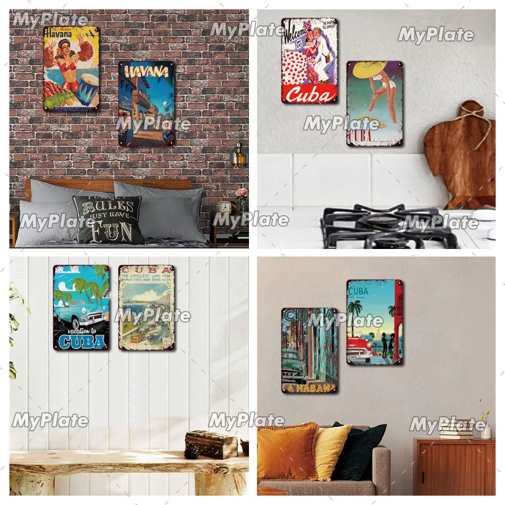 [MyPlate] ВИНТАЖНЫЙ ПЛАКАТ с изображением Кубы хабаны стандартный жестяной знак