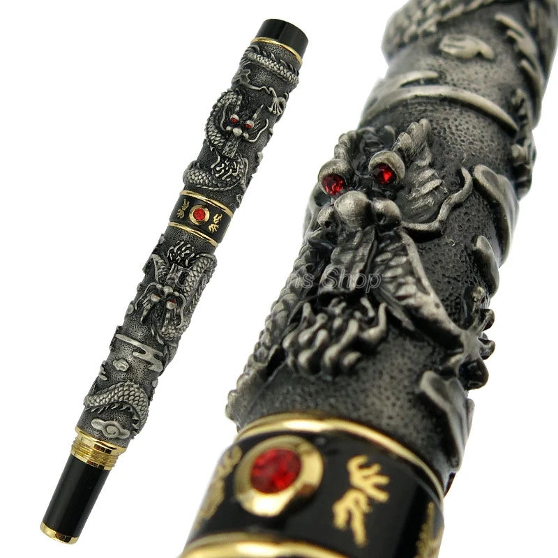 Шариковая ручка Jinhao в китайском стиле двойной дракон играющий жемчуг резьба по