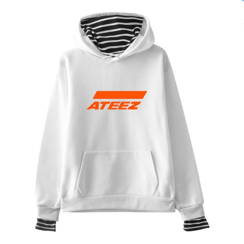 Новое поступление Kpop ATEEZ Толстовка с принтом из двух частей повседневные толстовки женские модные толстовки Wooyoung Mingi