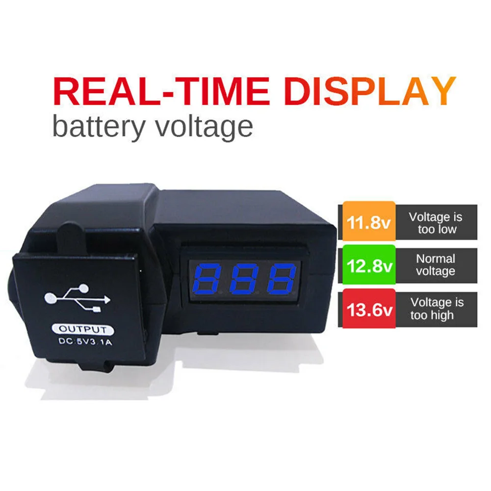 

LED Motorcycle charger Voltmeter Fast Charging Plastic For GPS Dual USB