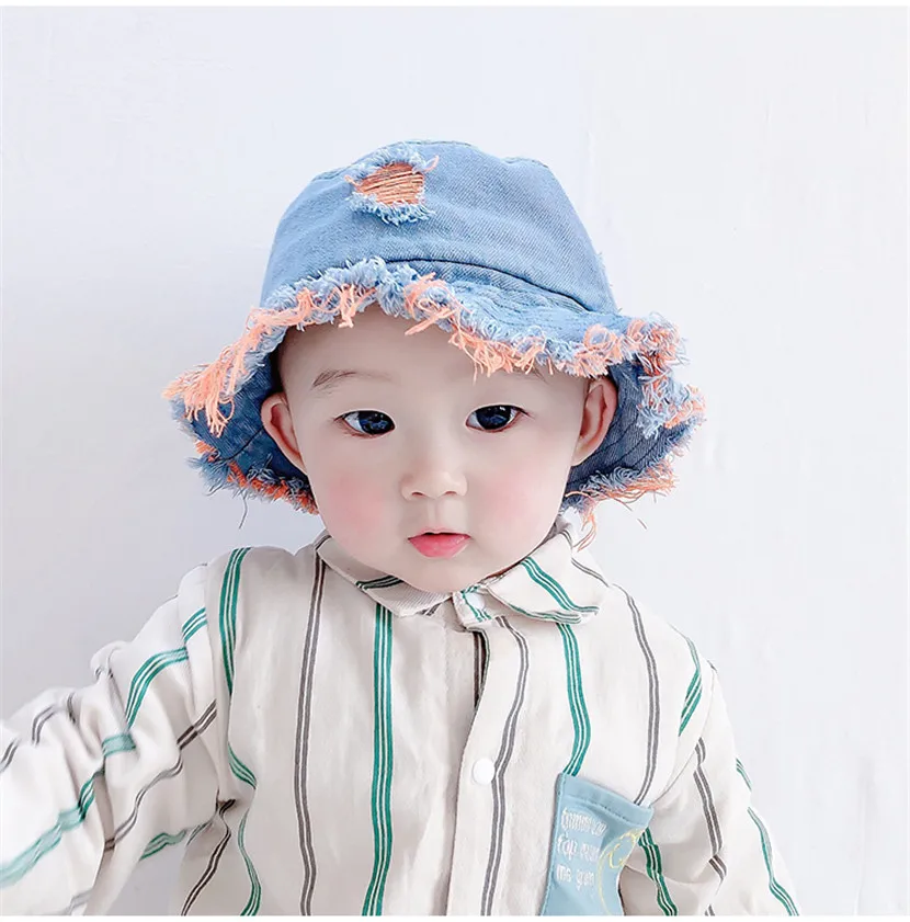Складная джинсовая Панама для детей детские джинсы девочек солнцезащитная Кепка