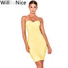 Облегающее платье WillBeNice, желтое облегающее платье без бретелек для вечеринок, клубов, 2019