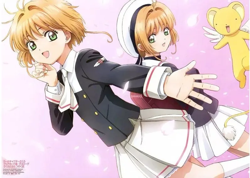 Аниме Косплей карта Captor Sakura платье футболка + юбка пальто галстук парики женский