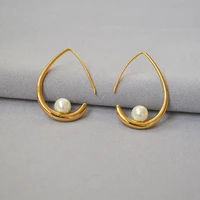 amaiyllis 18k gold minimalist water drop inlaid artificial pearl hook earrings temperament drop earrings for female jewelry
