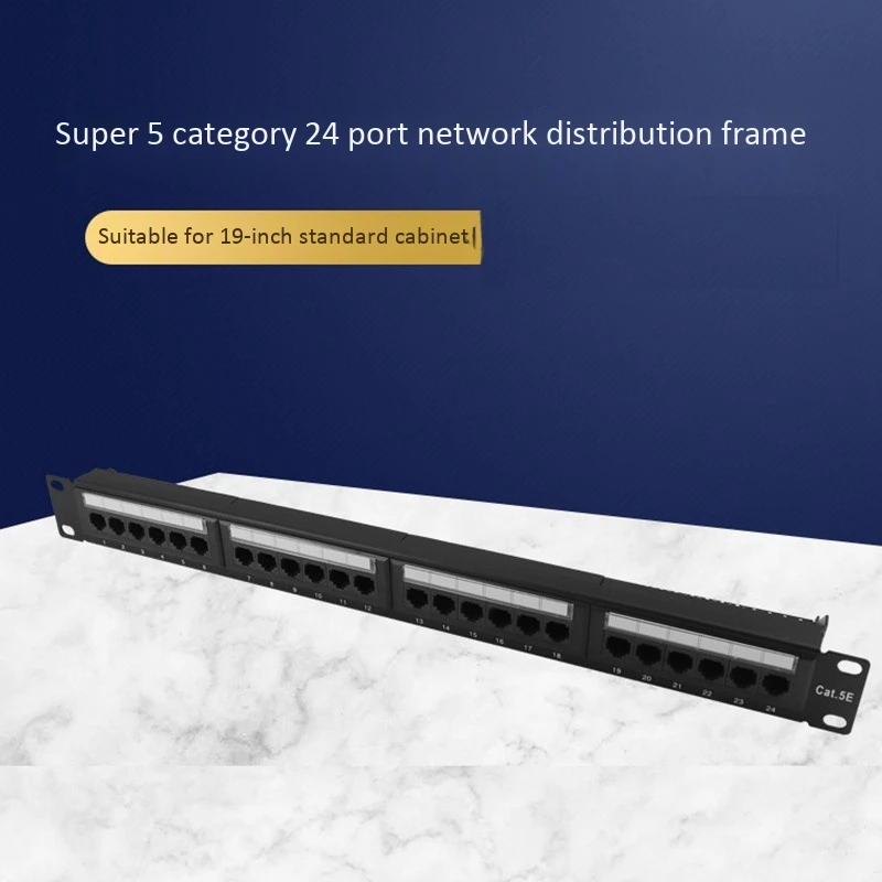 19 Inch 1U Rack Unshielded Super Category 5 24 Port RJ45 Network Distribution Frame for Computer Room Office