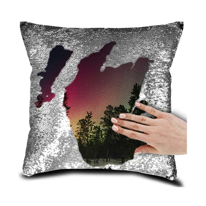 Fuwatacchi Custom DIY Mermaid Sequin Cushion Cover Magical Throw Pillowcase Color Changing Reversible Pillow Case for Home Decor | Дом и сад