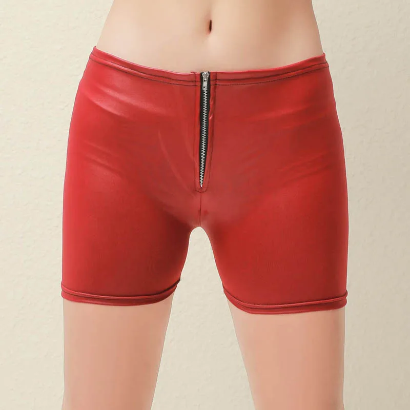 Летние сексуальные женские шорты из искусственной кожи легинсы с молнией Новые
