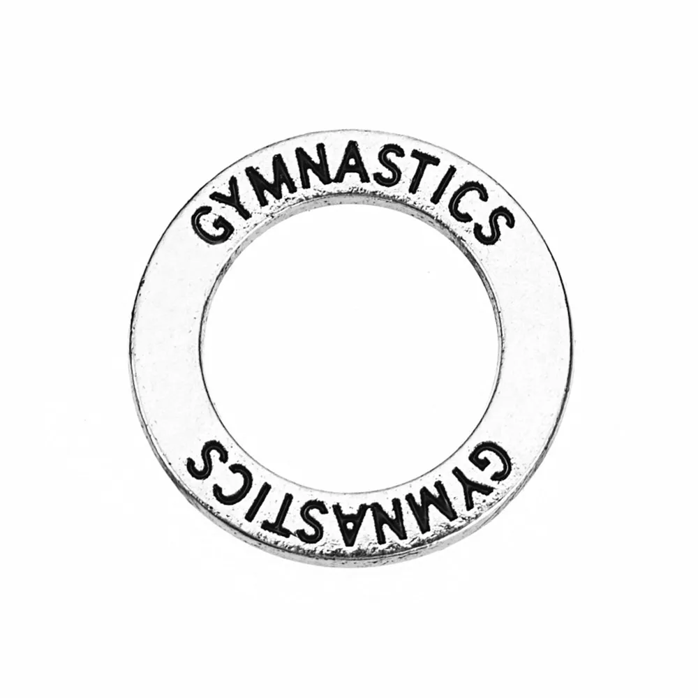 Античное серебряное покрытие сплав гимнастическое кольцо с посланием Шарм