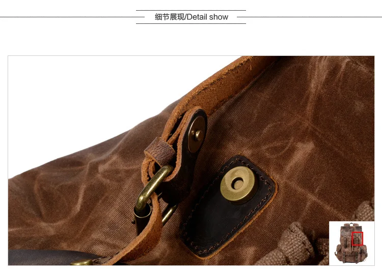 

2021 Cotton Oil Wax Canvas Backpack Mens Large Capacity Vintage Waterproof Backpack 15" Laptops Daypacks Rivets bookbag