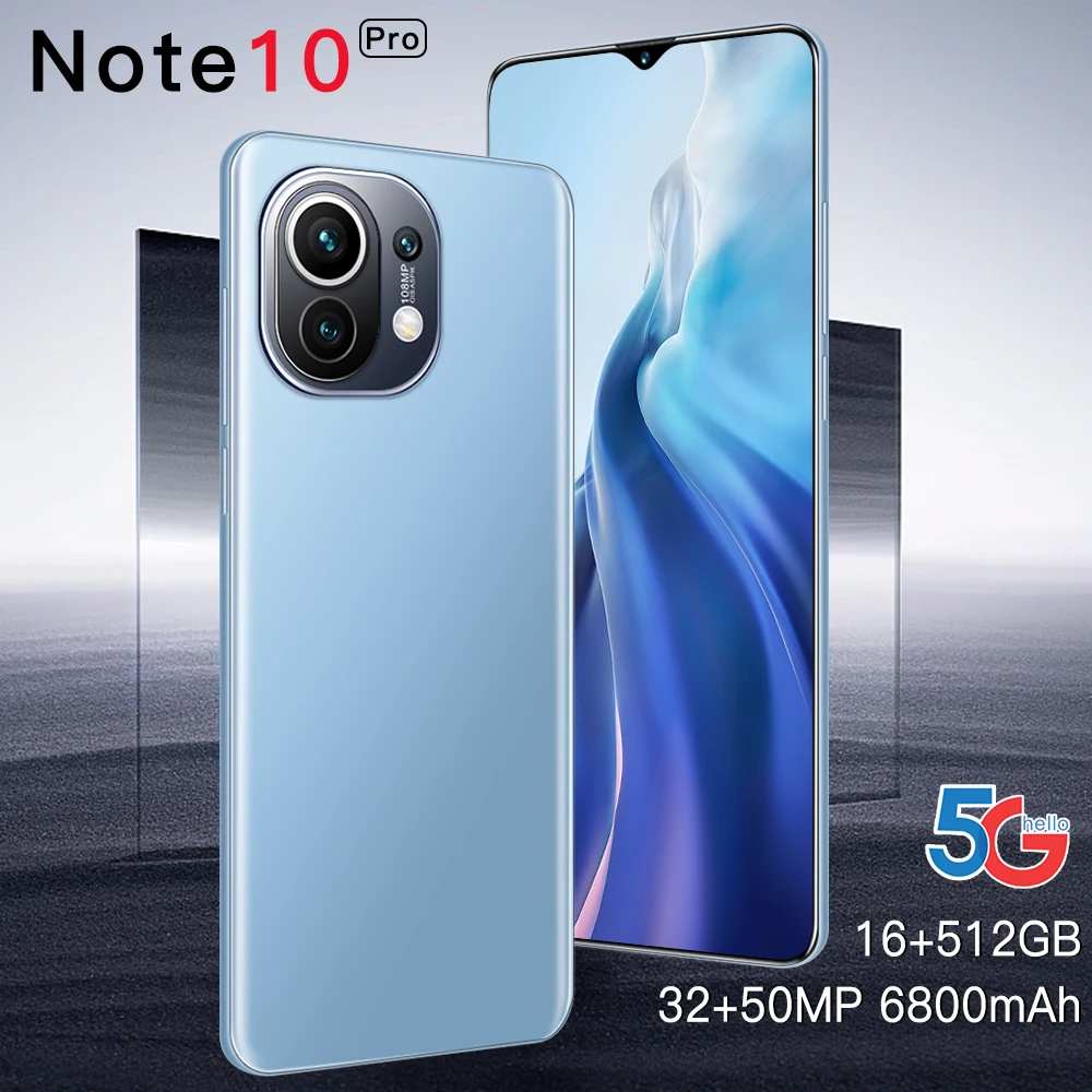 Глобальная версия 6 7 дюймов Note 10 смартфон поддерживает Google GPS WiFi Android 11 6800 мА