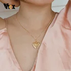 Ажурные кулоны Vnox в форме сердца для женщин и мужчин, ожерелья с фоторамкой, модный Подарочный воротник из нержавеющей стали для влюбленных