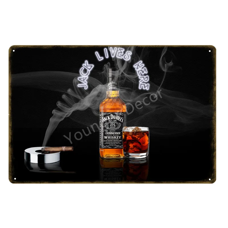 YD1458AI Jim Black Beer Jennessee виски винтажные металлические знаки Наклейка на стену для бара паба клуба человек пещера декоративные тарелки Олово плакат YI-067 - Цвет: YD1458AI