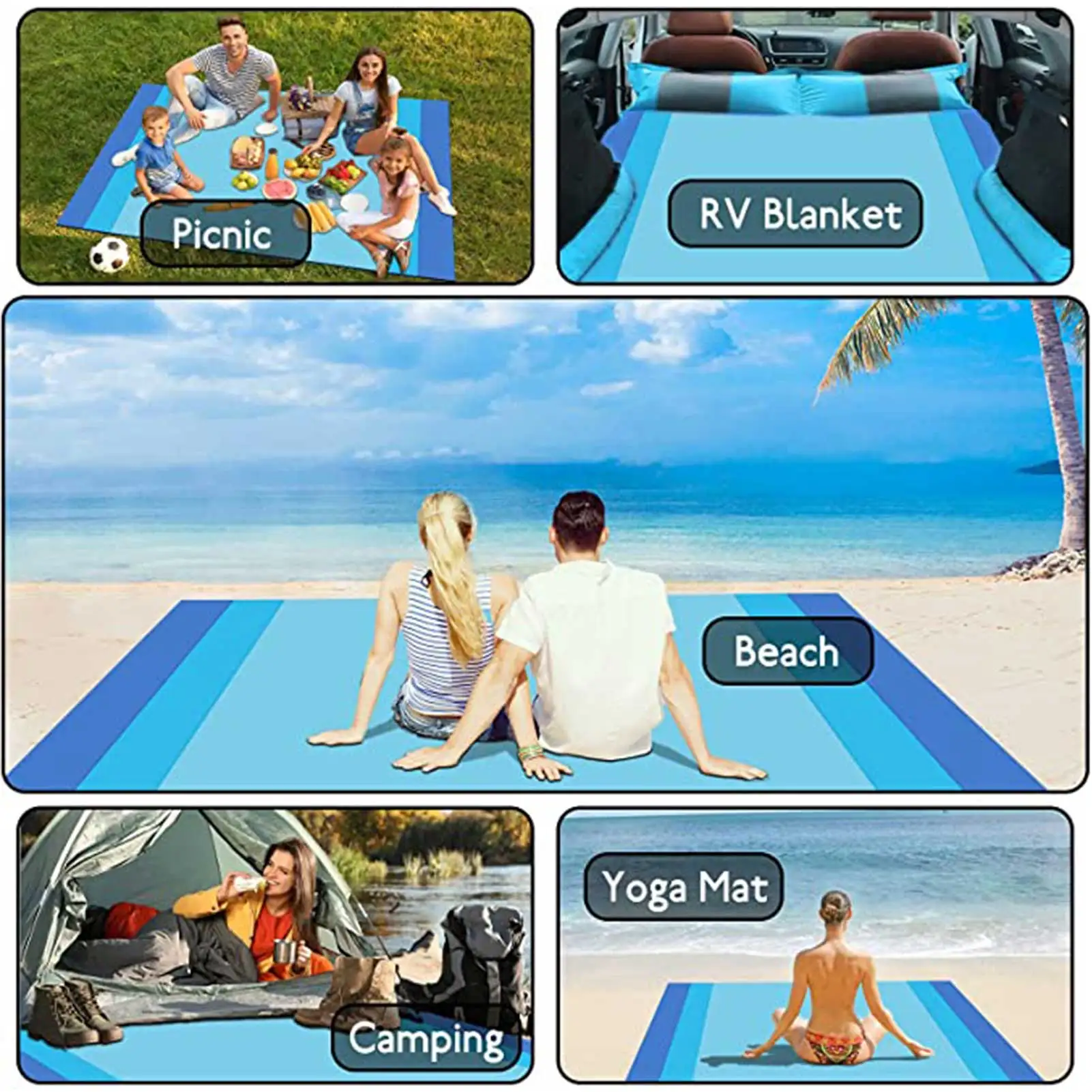 

Large Mutifunctional Waterproof Beach Blanket Lightweight Portable Picnic Blanket For Camping
