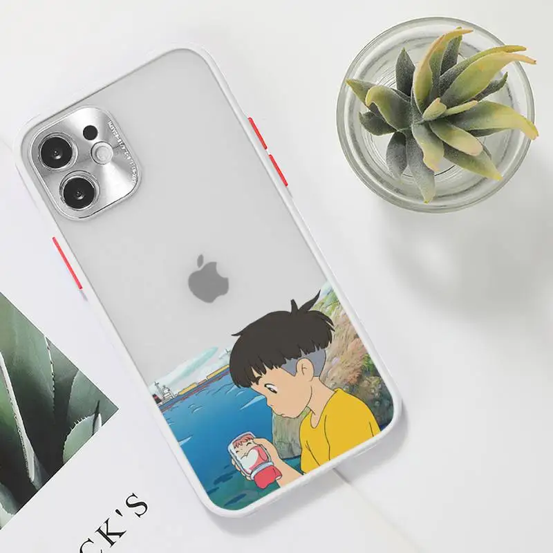 

Ponyo on the Cliff Phone Case For iPhone 12 11 Mini Pro XR XS Max 7 8 Plus X Matte transparent White Cover