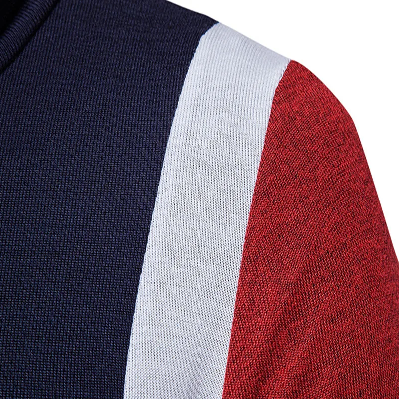 

Men's Cotton Turtleneck Pullover Autumn Winter Warm Patchwork Long Sleeve Spacious Clothes Knitted Casual Hombre Sweater