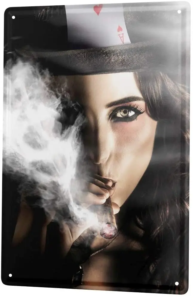 

Жестяной знак Jorgensen с 2004 года, фотография, фото, модель покера, искусственная сигара, дым, 20x30 см, металлическое украшение для стен