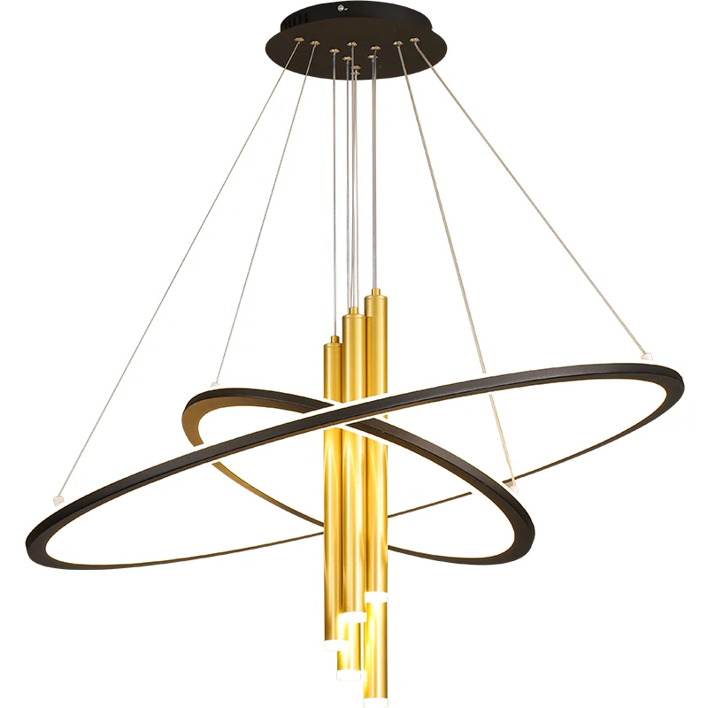 

Modern LED Pendant chandelier for living Room Kitchen Bar suspension Aluminum circle rings Dining room Officeled chandelier