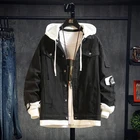 Мужская джинсовая куртка с капюшоном, розовая, черная или зеленая приталенная куртка-бомбер в стиле хип-хоп, рваная джинсовая куртка в уличном стиле, осень 2020