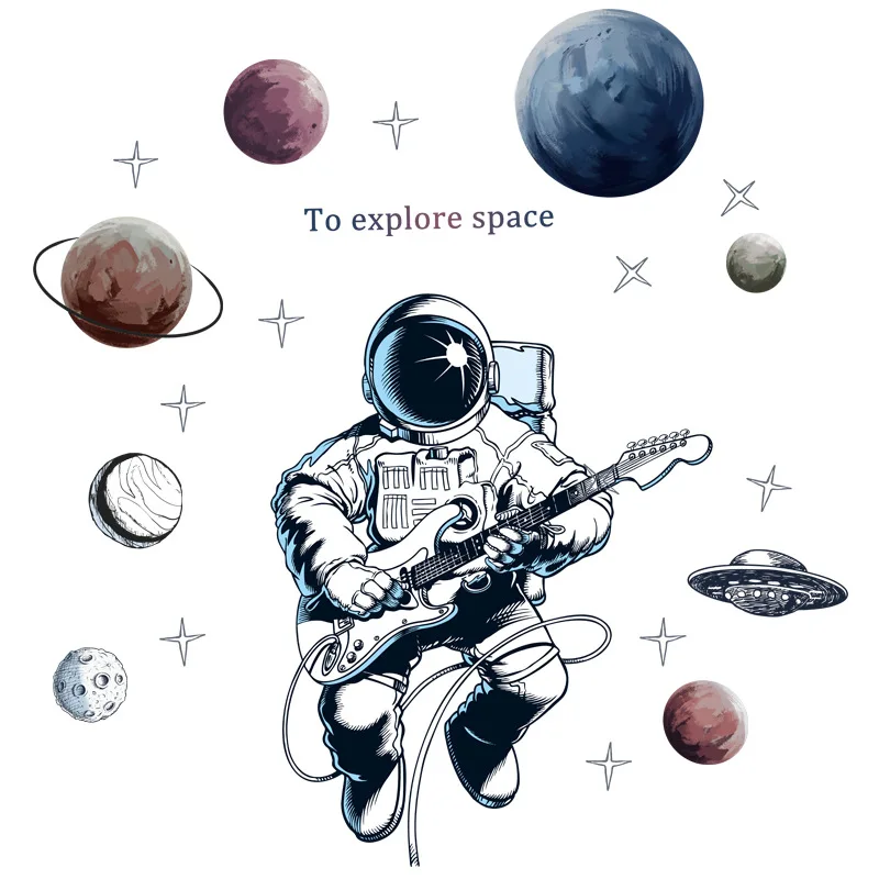 

Cartoon Wall Stickers Space Pilot Teenager Living Room Bedroom Decor Aesthetic Self Adhesive Home Decals Poster