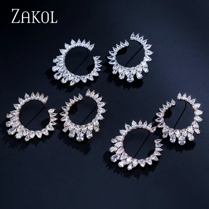 ZAKOL Роскошные брендовые дизайнерские модные серьги гвоздики с кубическим