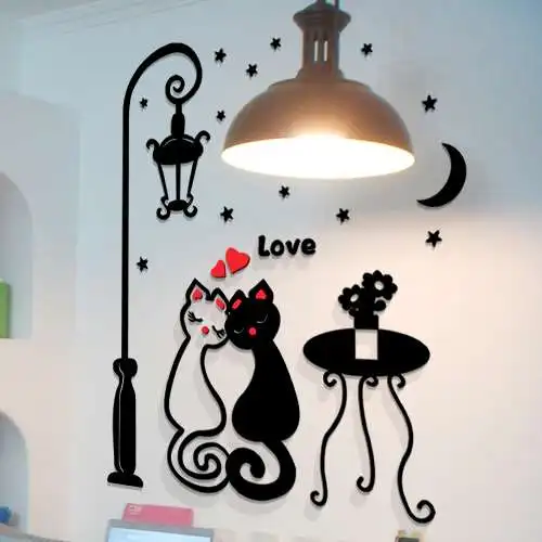 DIY Removable Couple Cats Street Lamp Wall Stickers Decals Bedroom Home Decor | Дом и сад