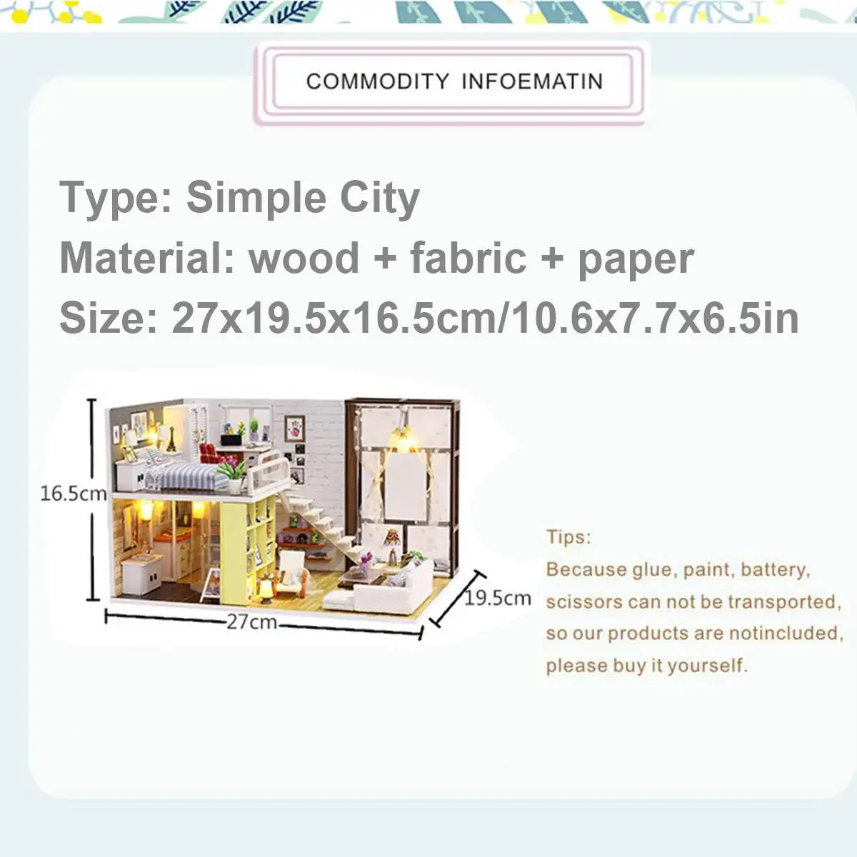 

DIY Dollhouse Kit with LED Lights Wood Miniature Furniture Doll House Cottage Romantic Villa Birthday Gifts with Dust Cover